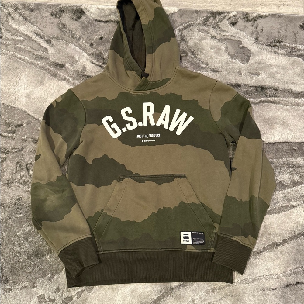 G-Star Men's Green Camouflage Sweater